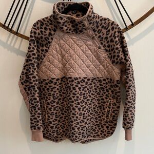 Abercrombie & Fitch Leopard Print Fleece Sweatshirt - Brown and Black